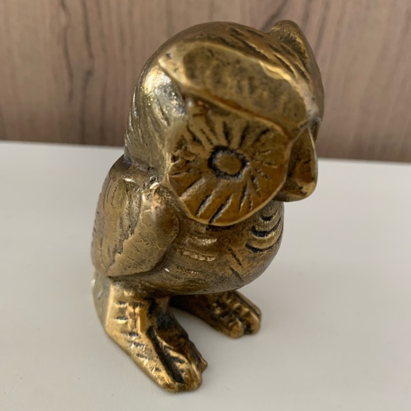 Vintage Cast Brass Horned Owl Statue Made in Canada - Picture 8 of 9
